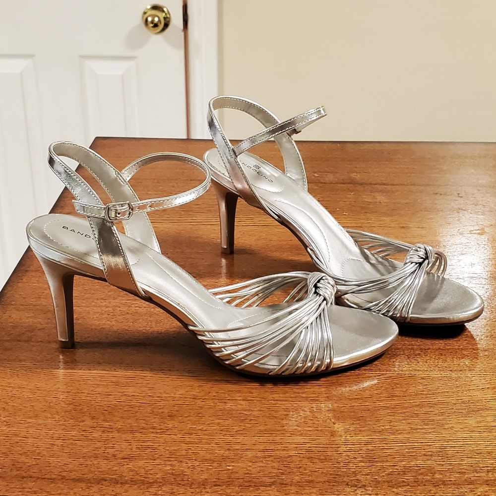 Silver dress sandals heels